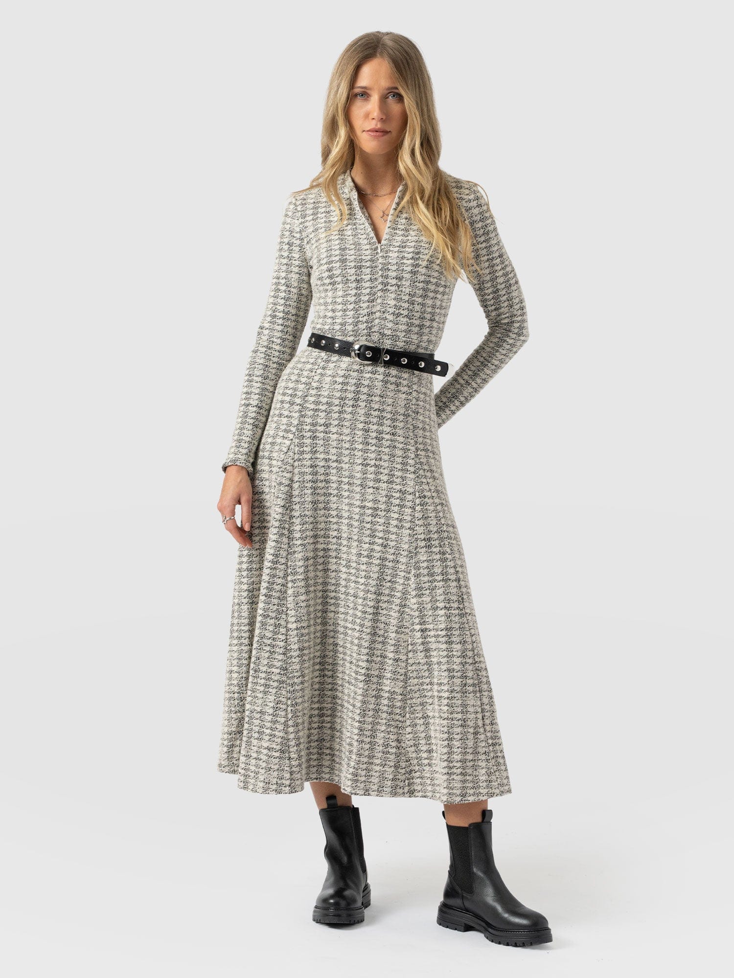 Macie Zip Up Dress - Cream Boucle - Women's Dresses | Saint + Sofia® EU